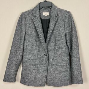 LOFT Gray Tweed Blazer Wool Blend Lined Petites Sz 2P corpcore classiccore